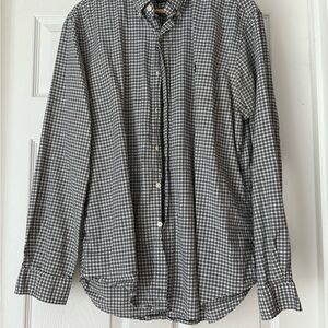 Ralph Lauren Black and White Luxury Twill Plaid Shirt